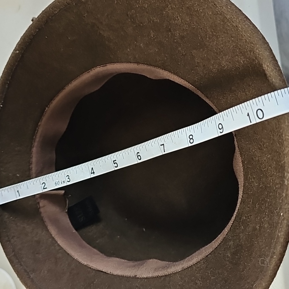 Vintage-Style Brown Felt Hat with Satin Rose Accent – 56 cm - Picture 8 of 8